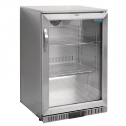 Polar Back Bar Cooler with Hinged Door in Silver 138Ltr