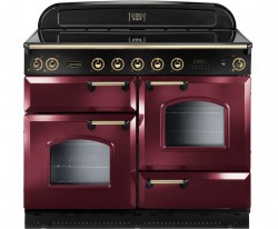 Rangemaster Classic Deluxe CDL110EICY/B Free Standing Range Cooker in Cranberry / Brass
