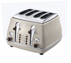 Delonghi Icona Vintage CTO-V4003BG 4-Slice Toaster - Cream, Cream