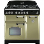 Rangemaster 100880 90cm CLASSIC DELUXE Dual Fuel Olive Green Chrome Tr