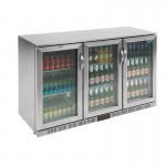 Polar Back Bar Cooler with Hinged Doors in Silver 330Ltr
