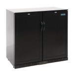 Polar Back Bar Cooler with Hinged Solid Door in Black 138Ltr