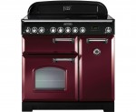 Rangemaster Classic Deluxe CDL90ECCY/C Free Standing Range Cooker in Cranberry / Chrome