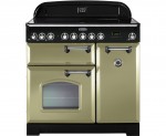 Rangemaster Classic Deluxe CDL90EIOG/C Free Standing Range Cooker in Olive Green