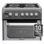 Hotpoint HUG52G 50cm ULTIMA Gas Cooker in Graphite Double Oven FSD
