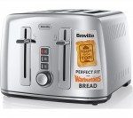 Breville The Perfect Fit for Warburtons VTT571 4-Slice Toaster - Stainless Steel, Stainless Steel
