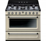 Smeg Victoria TR90P1 90 cm Dual Fuel Range Cooker - Cream & Stainless Steel, Stainless Steel